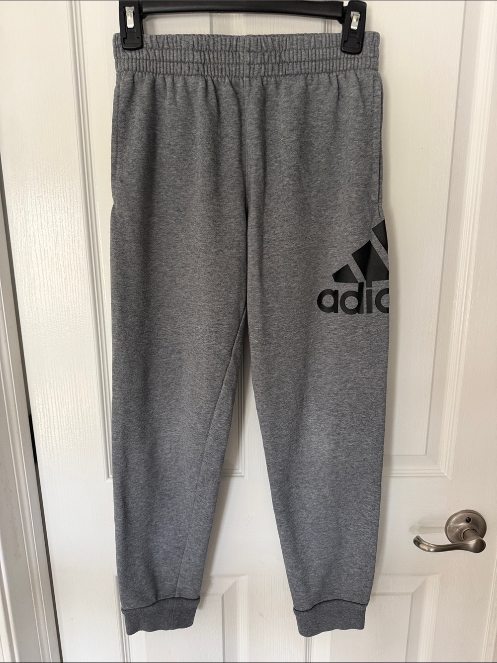 adidas Gray Kids Sweatpants with Black Logo